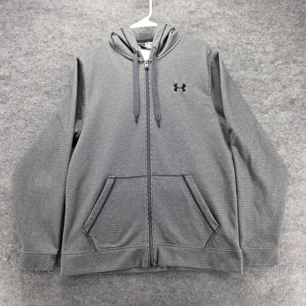 Under Armour Hoodie Mens M Gray Full Zip Hooded Pockets Lightweight Logo